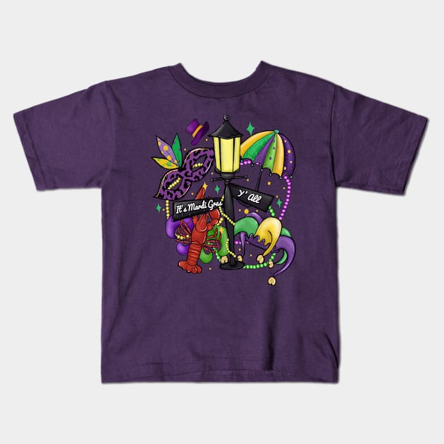 It's Mardi Gras Y'all Kids T-Shirt by Unified by Design